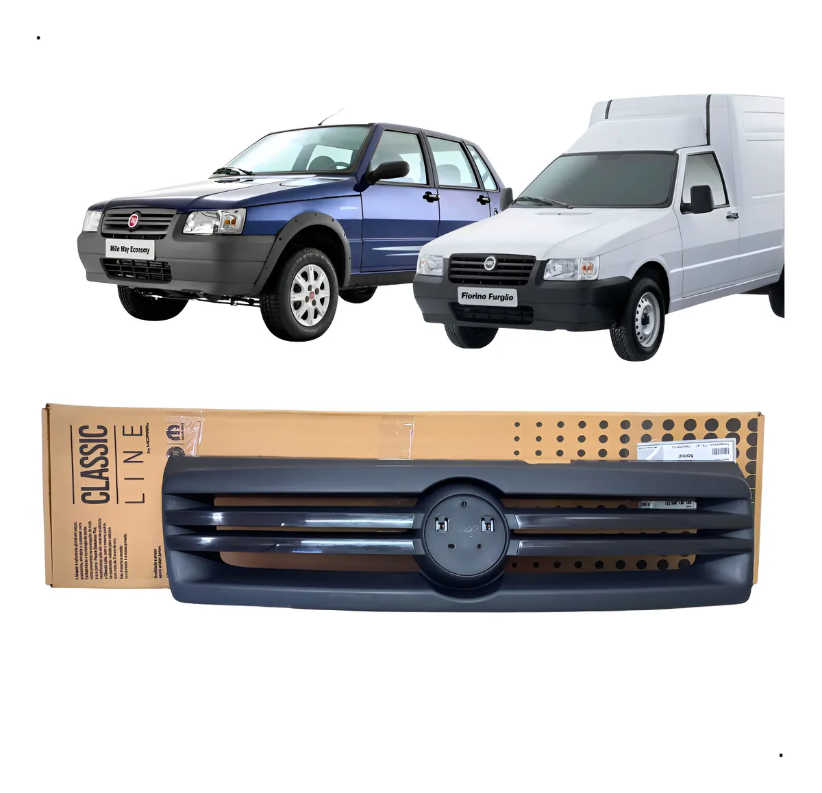 Grade Para-choque Dianteiro Uno 2006/2012 Novo Original Cinza-escuro Ambos Os Lados
